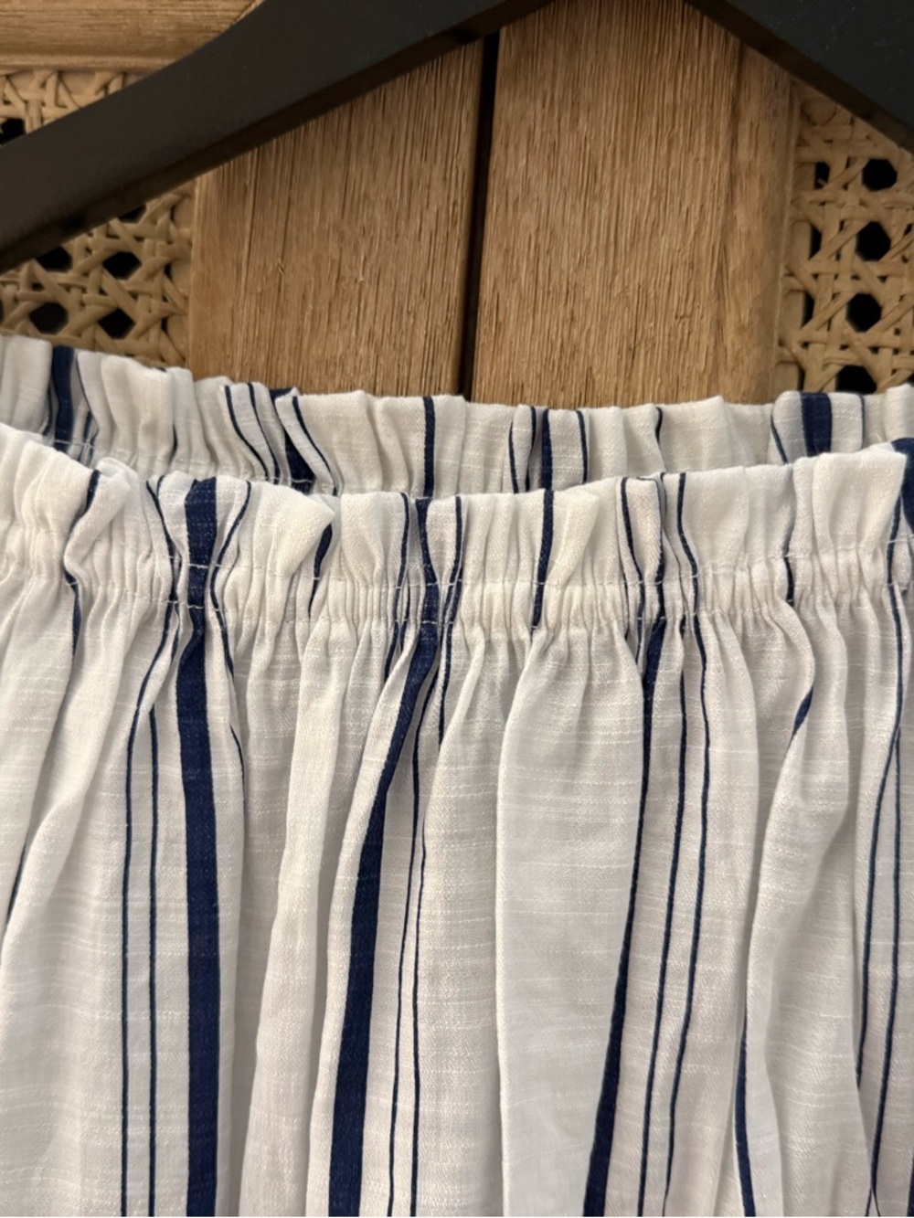 Angie White and Navy Striped Blouse